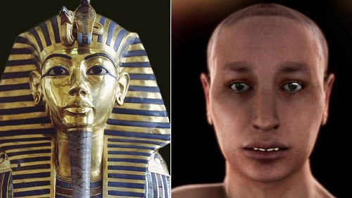 Сравнение общеизвестного изображения фараона Тутанхамона и его реальной внешности. Источник изображения: «BBC»